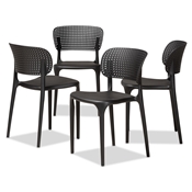 Baxton Studio Rae Modern and Contemporary Black Finished Polypropylene Plastic 4-Piece Stackable Dining Chair Set